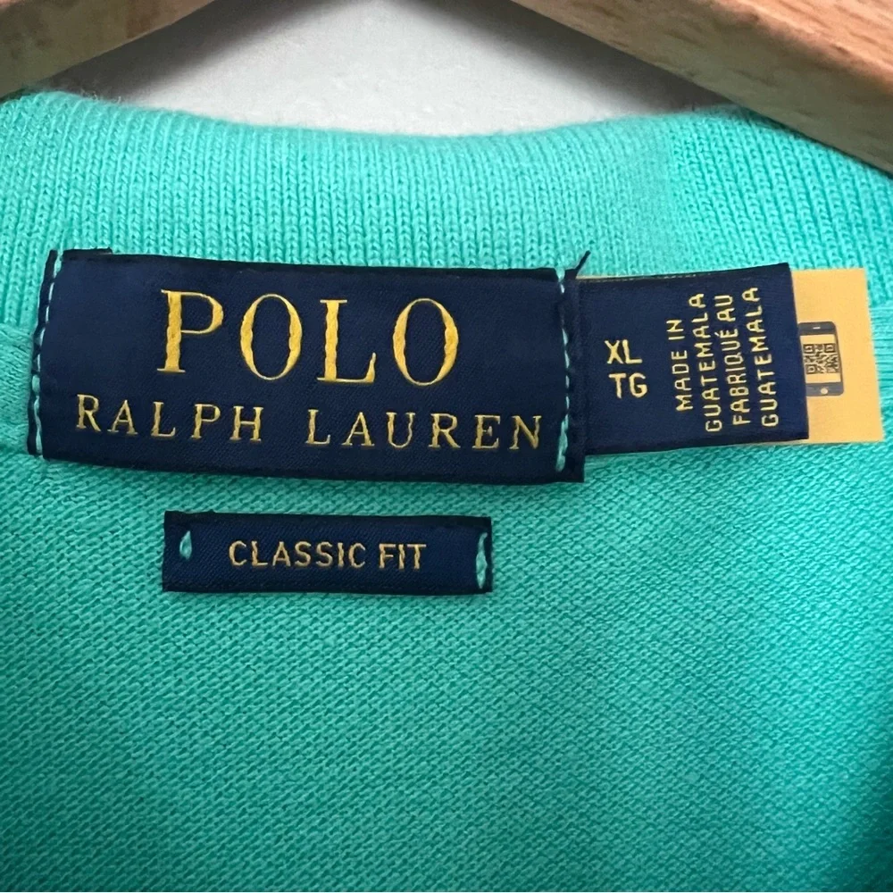Polo Ralph Lauren Teal Green Pink Pony Preppy Classic Fit Polo Shirt Size XL